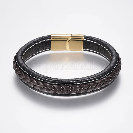 Braided Leather Cord Bracelets BJEW-H561-02A-1