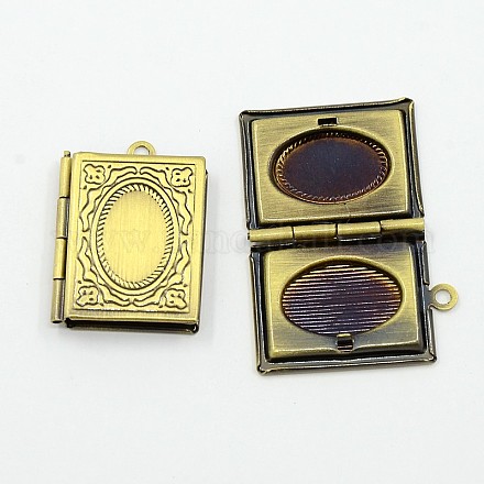 Romantic Valentines Day Ideas for Him with Your Photo Brass Locket Pendants ECF136-2AB-1
