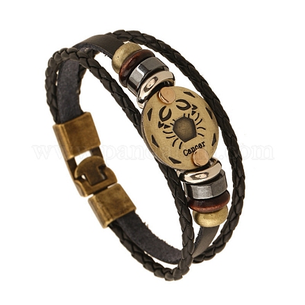 Bracelets multibrins cordon cuir de vachette tressé PW-WG49322-07-1