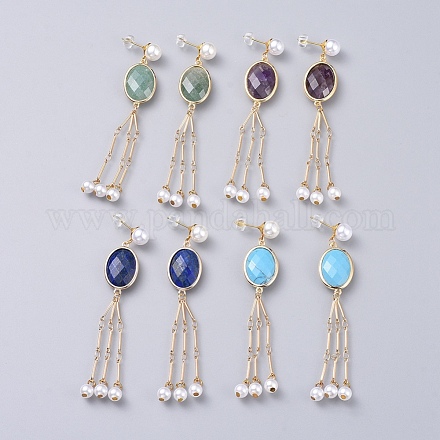 Gemstone Dangle Earrings EJEW-JE03487-1