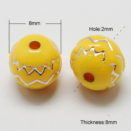 Plating Acrylic Beads PACR-S191-8mm-08-1