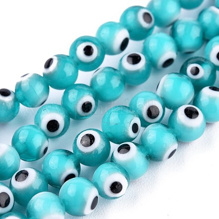Chapelets de perle rondes au mauvais œil manuelles X-LAMP-L055-6mm-16-1