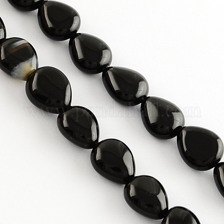 Dyed Natural Black Agate Stone Bead Strands G-R188-09-1