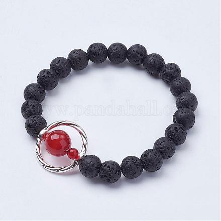 Bracelets extensibles de perles en lave naturelle BJEW-JB02838-03-1