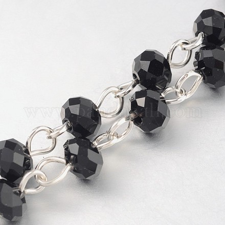 Chaînes de perles en rondelles en verre manuelles pour fabrication de colliers et bracelets X-AJEW-JB00121-03-1