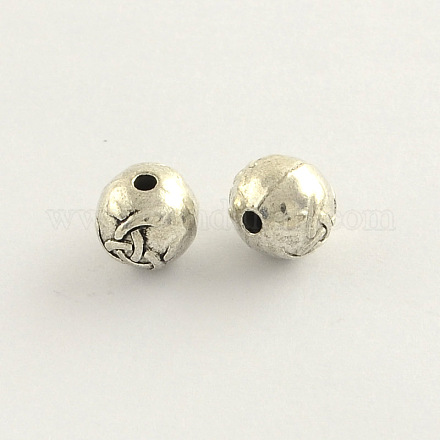 Runde tibetischen Stil Zink-Legierung Perlen X-TIBEB-Q053-58-1