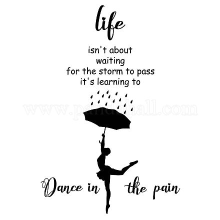 SUPERDANT Dance in the Rain Wall Decals Motivational Quotes Wall Stickers Saying Wall Decor Vinyl Wall Art Sticker Decoration for Living Room Bedroom Bathroom 35x60cm DIY-WH0377-032-1