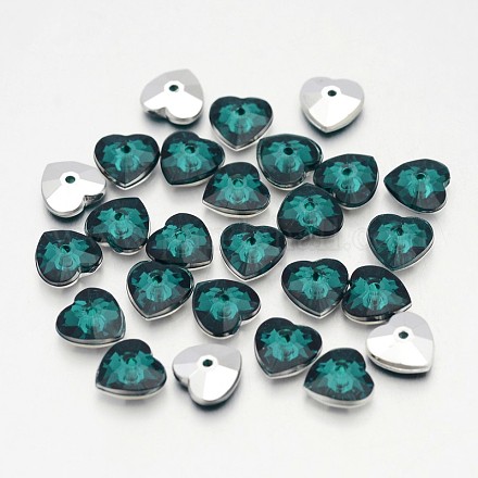 Back Plated Faceted Heart Taiwan Acrylic Rhinestone Beads ACRT-M07-8-01-1