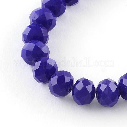 Faceted Solid Color Glass Rondelle Bead Strands GLAA-Q044-8mm-05-1