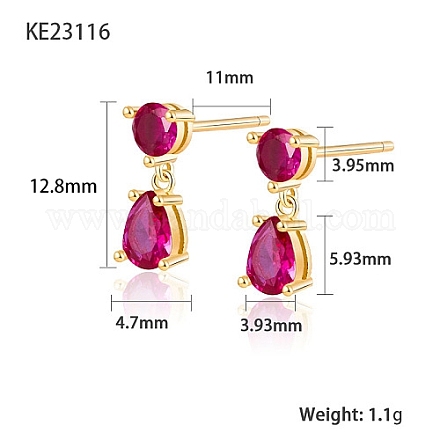 Cubic Zirconia Teardrop Dangle Stud Earrings SC9593-05-1