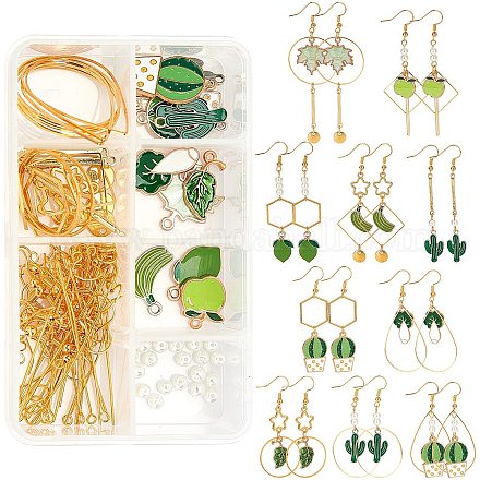 Kit per la creazione di orecchini verdi fai da te sunnyclue DIY-SC0014-12G-1