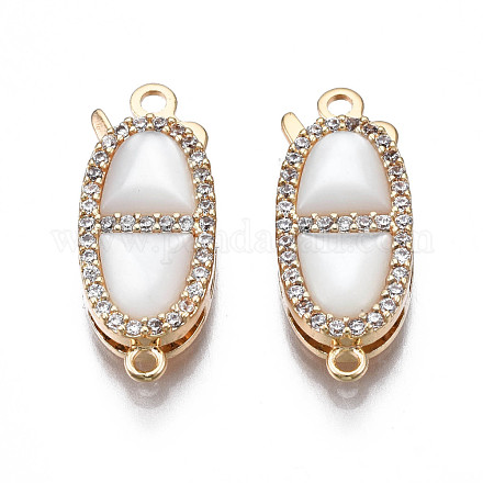 Brass Micro Pave Clear Cubic Zirconia Fishhook Clasps KK-Q278-001-NF-1