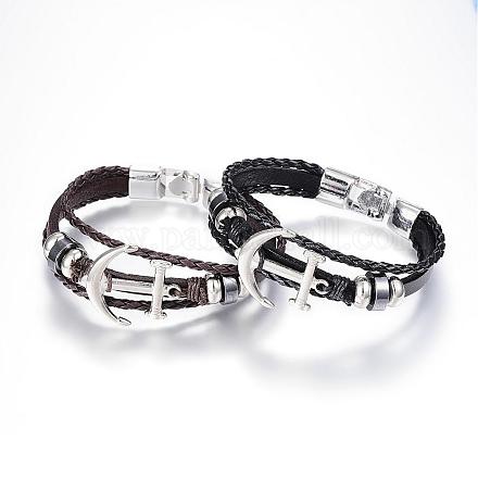 PU Leather Cord Multi-strand Bracelets BJEW-E297-09-1
