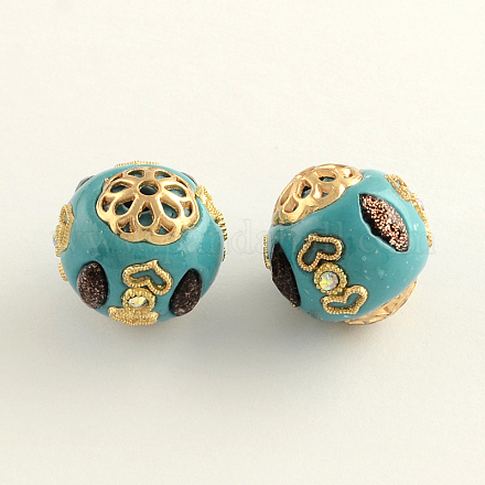 Round Handmade Rhinestone Indonesia Beads IPDL-Q036-01E-1