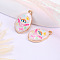Alloy Enamel Pendants, Golden, Oval Charm, Evil Eye, 28x17mm