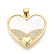 Brass Micro Pave Clear Cubic Zirconia Pendants, with Shell, Heart, Real 18K Gold Plated, 22x24x3.5mm, Hole: 5x3.5mm