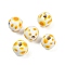 Painted Wood European Beads, Large Hole Beads, Round, Gold, Flower, 15.5mm, Hole: 4~4.5mm