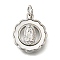 Brass Shell Pendants, Virgin Mary, with Jump Ring, Platinum, 19x13x2.2mm, Hole: 4x6.5mm
