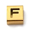 Ion Plating(IP) 304 Stainless Steel Square Slide Charms, Golden, Letter F, 9x8x4mm, Hole: 3.5x8.5mm