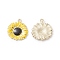 Alloy Pendants, with Enamel, Flower/Daisy, Light Gold, Black, 28.5x26x2.5mm, Hole: 2.5mm