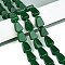 Natural White Jade Beads Strands, Triangle, Dyed, Green, 13~20x10~14x6.5~10mm, Hole: 1~1.2mm, about 21~23pcs/strand, 14.37~15.16 inch(36.5~38.5cm)