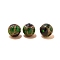 Handmade Gold Foil Lampworks Beads, Round, Green, 8mm