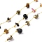 Handmade Beaded Chain, with Brass Cable Chain & Chip Natural Tourmalinated Quartz Link Chain, Long-Lasting Plated, Soldered, Golden, 3~8x3~16mm, 32.80Feet/roll(10m/roll)