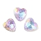 Glass Rhinestone Cabochons, Pointed Back & Back Plated, Faceted, Heart, Vitrail Light, 8x8x4mm