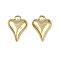 Brass Pendants, Heart Charms, Long-Lasting Plated, Cadmium Free & Lead Free, Rack Plating, Real 18K Gold Plated, 14.5x10.5x5.5mm, Hole: 2mm