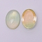 Glass Cabochons, Oval, Dark Sea Green, 18.5x13.5x3mm