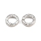 Brass European Beads, Hammered Ring, Large Hole Beads, Rack Plating, Long-Lasting Plated, Lead Free & Cadmium Free, Platinum, 8x2mm, Hole: 4.5mm