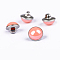 Resin Shank Buttons, with Brass Finding, Half Round/Dome, for Overcoat Garment Accessories, Platinum, Pink, 10x8mm, Hole: 3x2.5mm