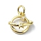 Brass Micro Pave Claer Cubic Zirconia Charms, with Jump Ring, Planet, Real 18K Gold Plated, 12x12x4.5mm, Hole: 3mm