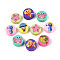 Printed Handmade Polymer Clay Beads, Flat Round with Sea Animals, Colorful, 9~10x4~5mm, Hole: 1.8~2mm