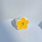 Resin Finger Rings for Women, Flower, with Rhinestone, White, Inner Diameter: 17mm