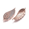 Brass Micro Pave Cubic Zirconia Links connectors, Wing, Clear & Sky Blue, Rose Gold, 31x11x3mm, Hole: 1.2mm