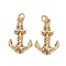 Brass Pendants, Long-Lasting Plated, Anchor, Real 18K Gold Plated, 17x11.3x2.7mm, Jump Ring: 4x0.7mm, Inner Diameter: 2.5mm