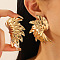 Alloy Stud Earrings, Golden, Vortex Spiral, 50mm