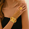 Luxurious Middle Eastern Bride Iron Ring Bracelets with Floral Design, Wide and Fashionable, Golden, Inner Diameter: 2-3/8~2-3/4 inch(6~7cm)