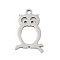 201 Stainless Steel Pendants, Owl Charms, Stainless Steel Color, 17x10.5x1mm, Hole: 1.4mm