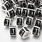 Alloy European Beads, Enamel Style, Large Hole Beads, Triangle with Letter, Platinum, Black, Letter.J, 9.5x9x6.5mm, Hole: 5mm