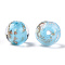 Luminous Handmade Gold Sand Lampwork Beads, Glow in the Dark, Round, Light Sky Blue, 12x11.5mm, Hole: 1.5mm