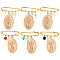 6Pcs 6 Style Religion Virgin Mary Alloy Charm Brooches, Iron Kilt Pins, Golden, 60mm, 1pc/style
