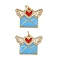 Brass Micro Pave Cubic Zirconia Pendants, Envelope with Wings, with Enamel, Rack Plating, Lead Free & Cadmium Free, Long-Lasting Plated, with Jump Ring, Real 18K Gold Plated, 16.5x22x3mm, Hole: 3mm