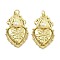 Brass with ABS Plastic Pearl Pendants, Heart with Cross, with Jump Ring, Real 18K Gold Plated, 33x19.5x5.5mm, Hole: 3mm