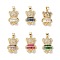 Brass Micro Pave Cubic Zirconia Pendants, Real 16K Gold Plated, Bear Charms, Mixed Color, 22x14x5mm, Hole: 5x3.5mm