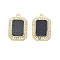 Alloy Rhinestone Pendants, with Acrylic, Rectangle, Golden, 20.5x14x2.5mm, Hole: 1.5mm