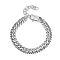 304 Stainless Steel Curb Chains Bracelets, Double Layer Bracelets, with Box Clasps, Stainless Steel Color, 7-1/2 inch(19cm)