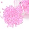 6/0 Glass Seed Beads, Inside Colours, Pink, about 4mm in diameter, hole: 1mm, about 4500pcs/pound