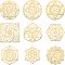 OLYCRAFT 9Pcs Sacred Geometry Metal Energy Sticker Golden Orgone Pyramid Stickers Stainless Steel Stickers for Scrapbooks DIY Resin Crafts Phone & Water Bottle Decoration